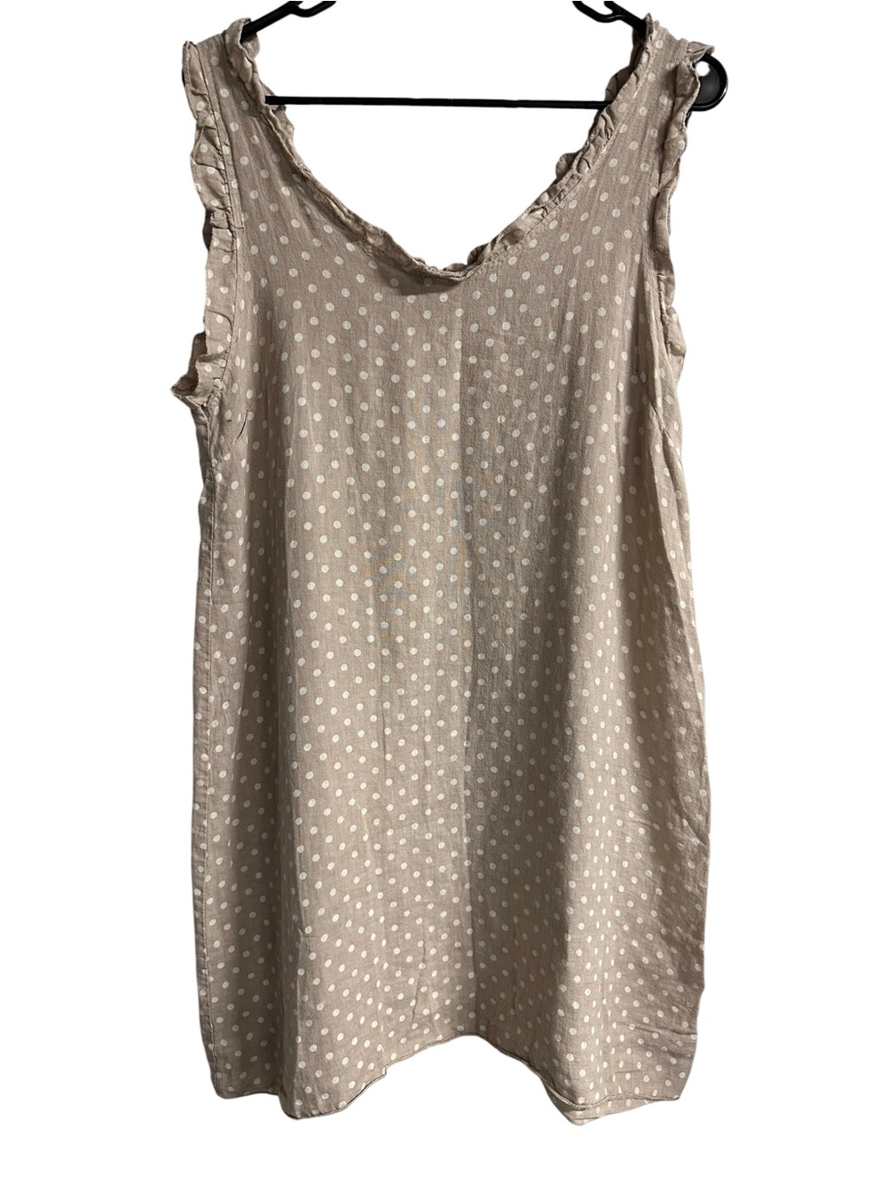 Stella Martini Made In Italy 100% Linen Polka Dot Dress Size Small